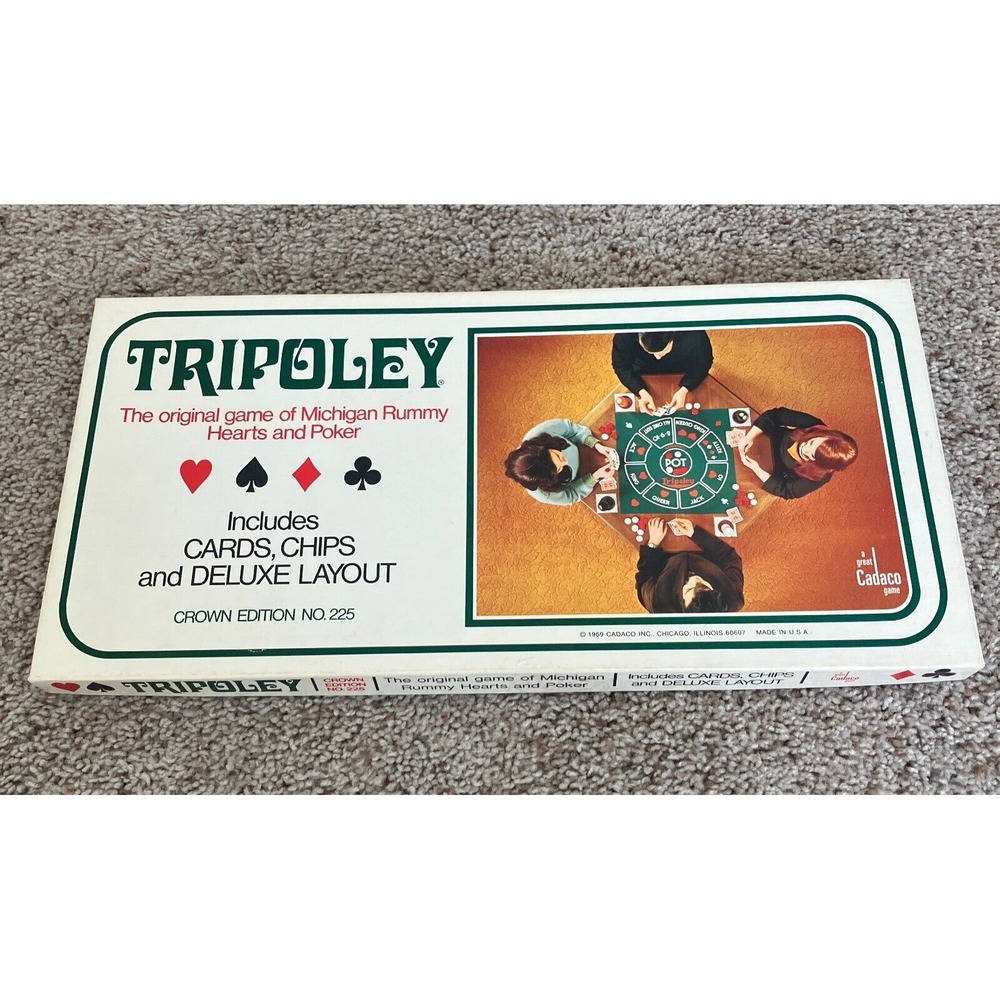 Vintage Tripoley Card Game Cadaco 1969 Crown Edition No. 225 Complete w/Layout‎